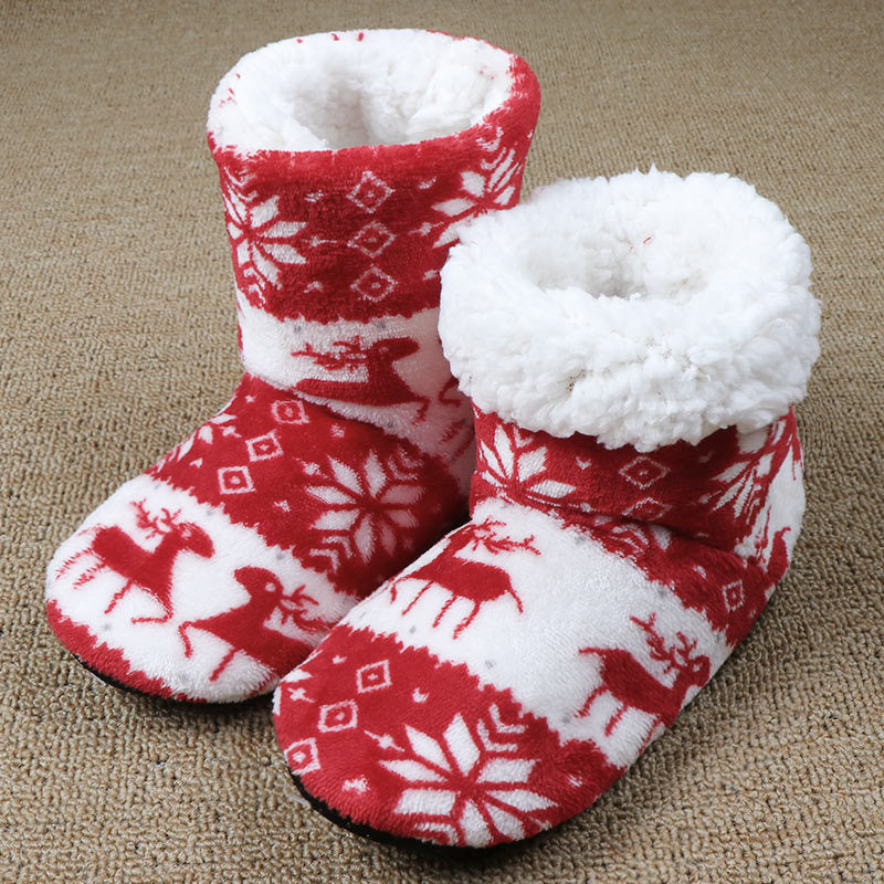 Cozy Christmas Elk Slippers