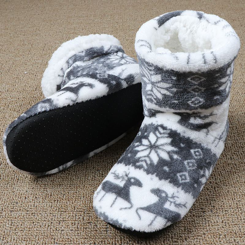 Cozy Christmas Elk Slippers