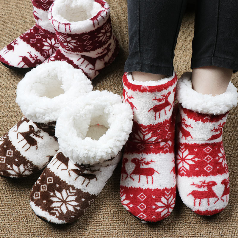 Cozy Christmas Elk Slippers