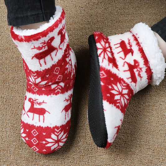 Cozy Christmas Elk Slippers